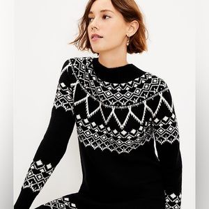 LOFT Black Long Sleeve Mock Neck Sweater Dress